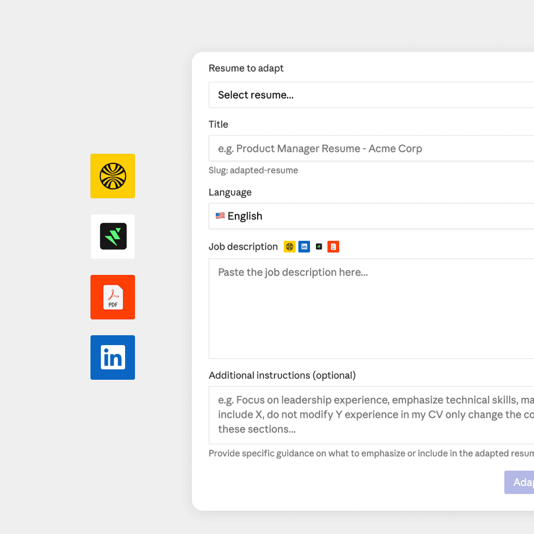 Adapt resume to any job