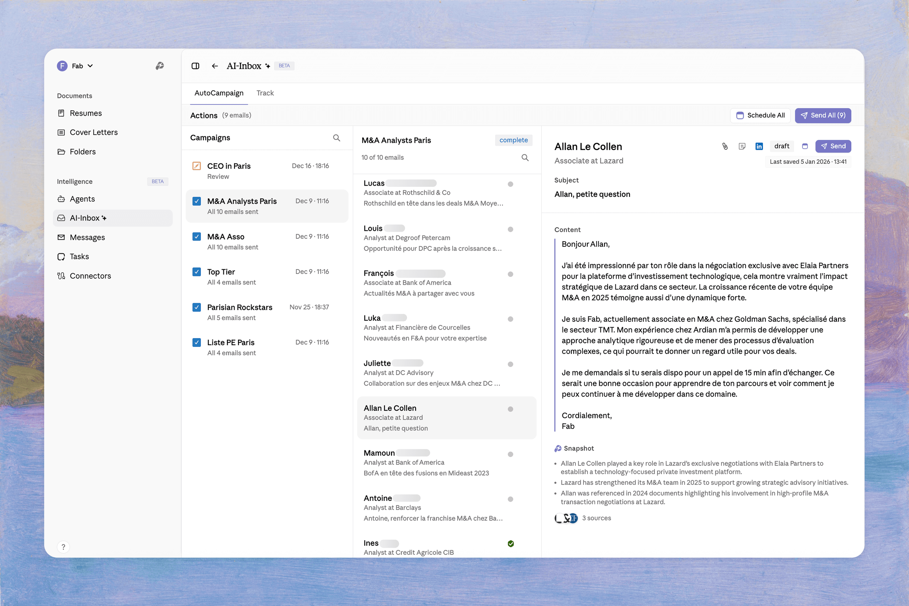 Dashboard interface showing jobs and candidates
